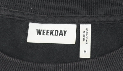 Weekday Unisex Black Pullover Sweatshirt M Cotton Blend Logo