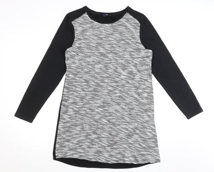 Gap Women’s Black Grey Shift Dress L Long Sleeve Jersey Cotton