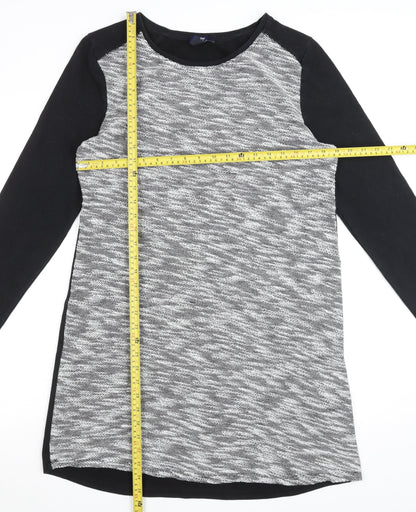 Gap Women’s Black Grey Shift Dress L Long Sleeve Jersey Cotton