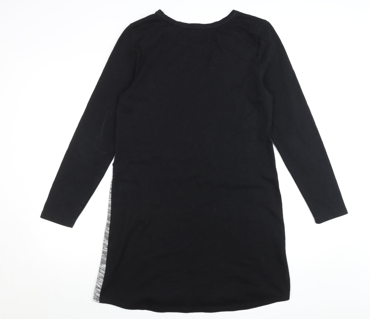 Gap Women’s Black Grey Shift Dress L Long Sleeve Jersey Cotton
