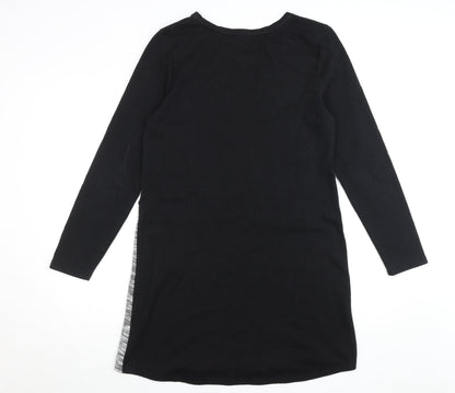 Gap Women’s Black Grey Shift Dress L Long Sleeve Jersey Cotton