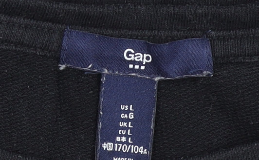 Gap Women’s Black Grey Shift Dress L Long Sleeve Jersey Cotton