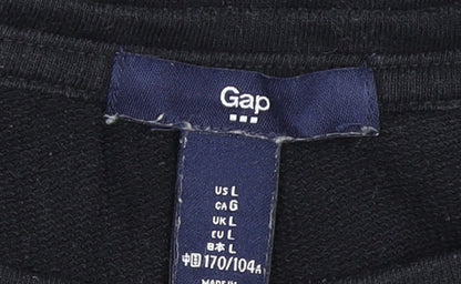 Gap Women’s Black Grey Shift Dress L Long Sleeve Jersey Cotton