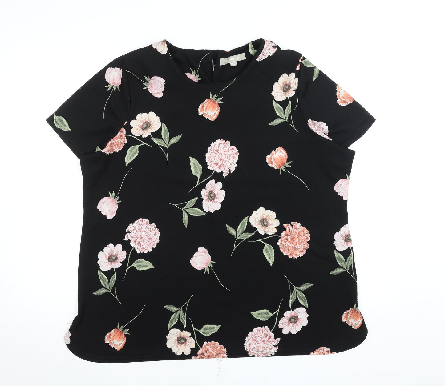Anthology Women’s Black Floral Blouse Size 22 Short Sleeve