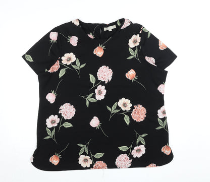 Anthology Women’s Black Floral Blouse Size 22 Short Sleeve