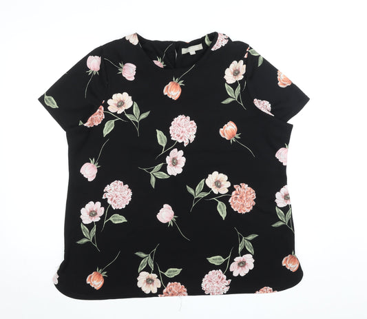 Anthology Women’s Black Floral Blouse Size 22 Short Sleeve