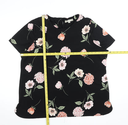 Anthology Women’s Black Floral Blouse Size 22 Short Sleeve