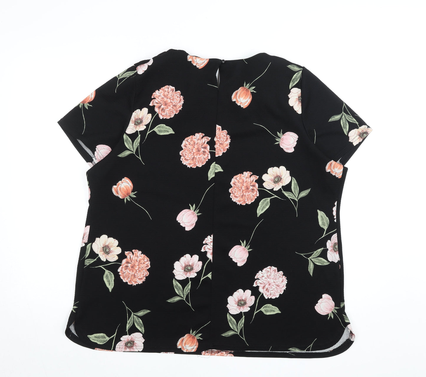 Anthology Women’s Black Floral Blouse Size 22 Short Sleeve