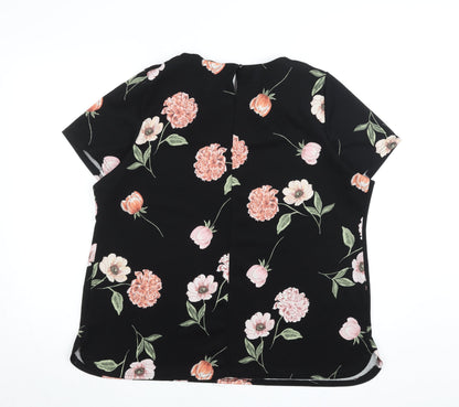 Anthology Women’s Black Floral Blouse Size 22 Short Sleeve