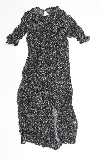 New Look Womens Black Floral Midi Sheath Dress Size 8