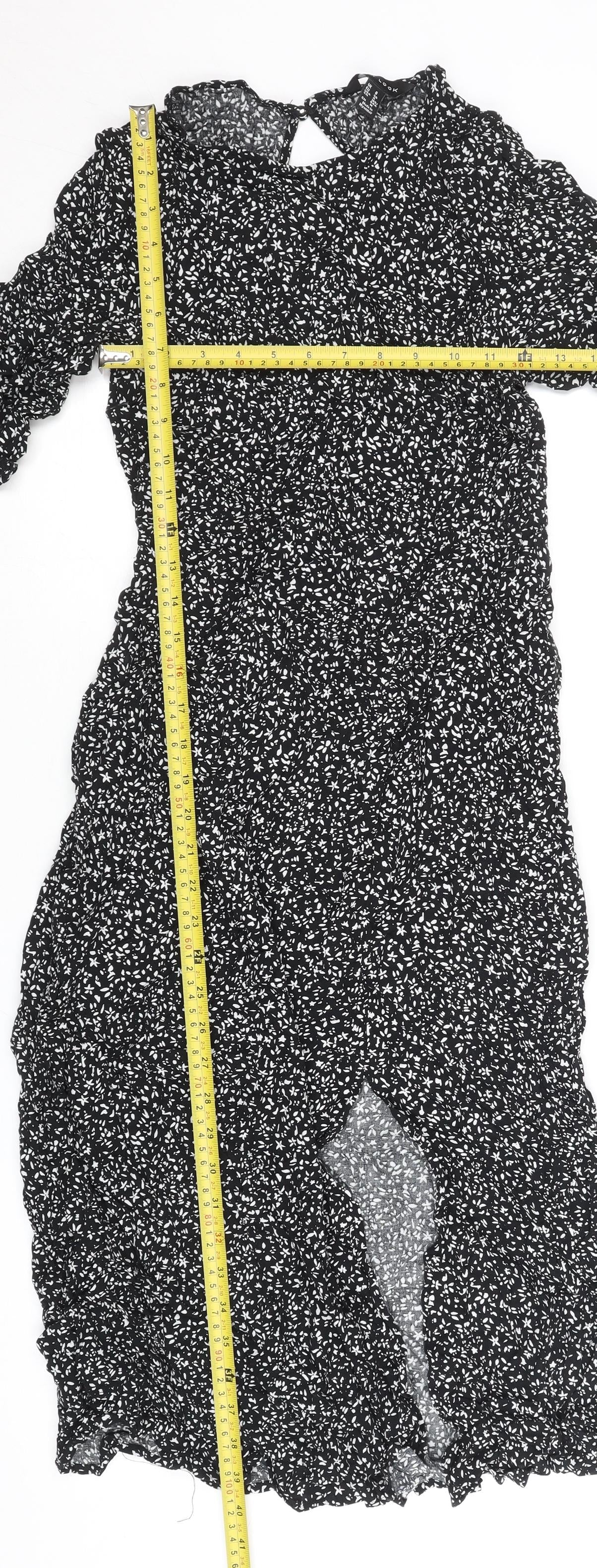 New Look Womens Black Floral Midi Sheath Dress Size 8
