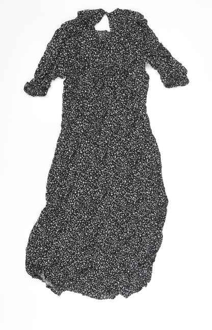 New Look Womens Black Floral Midi Sheath Dress Size 8