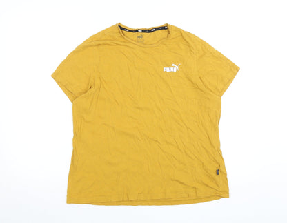 Puma Womens Yellow 2XL Short Sleeve Crew Neck Cotton T-Shirt