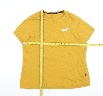 Puma Womens Yellow 2XL Short Sleeve Crew Neck Cotton T-Shirt
