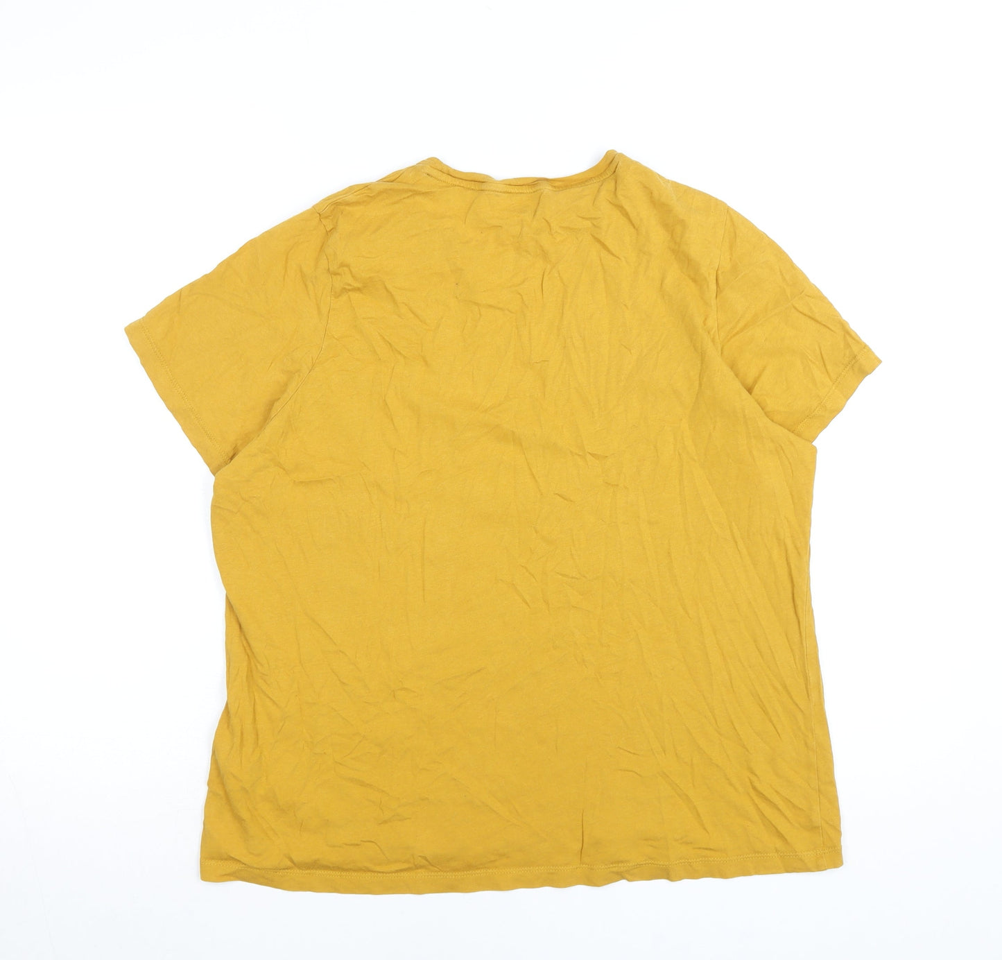 Puma Womens Yellow 2XL Short Sleeve Crew Neck Cotton T-Shirt