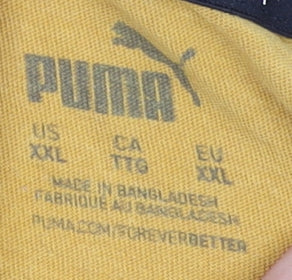 Puma Womens Yellow 2XL Short Sleeve Crew Neck Cotton T-Shirt