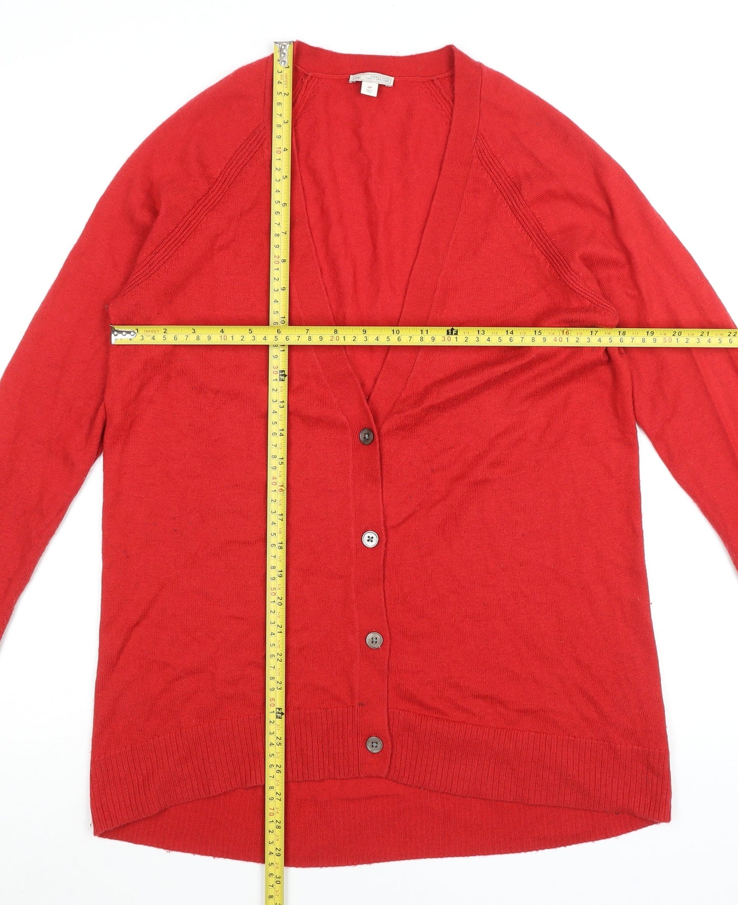 GAP Womens Red V-Neck Cardigan Jumper Size S Long Sleeve Knit