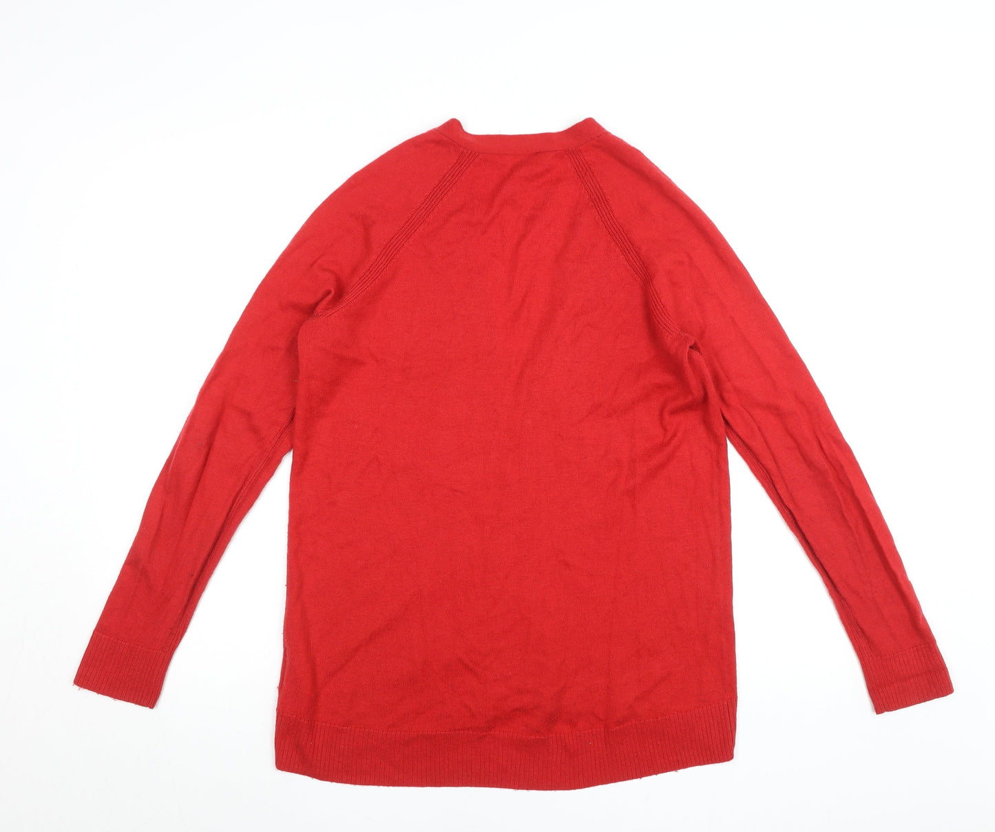 GAP Womens Red V-Neck Cardigan Jumper Size S Long Sleeve Knit