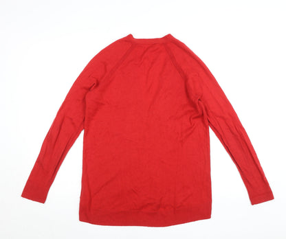 GAP Womens Red V-Neck Cardigan Jumper Size S Long Sleeve Knit