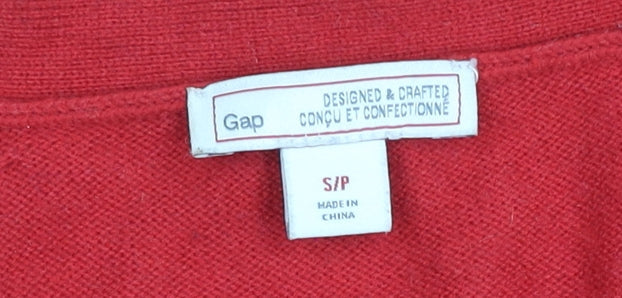 GAP Womens Red V-Neck Cardigan Jumper Size S Long Sleeve Knit