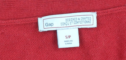 GAP Womens Red V-Neck Cardigan Jumper Size S Long Sleeve Knit