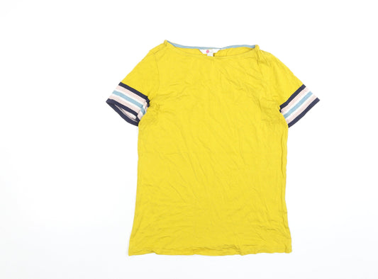 Boden Women’s Yellow Striped Sleeve T-Shirt Size S Casual