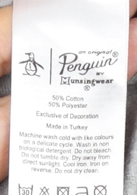 Original Penguin Men's Grey Medium Logo Graphic T-Shirt Cotton Blend