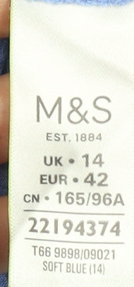 Marks and Spencer Women Blue Lace Trim Tunic Blouse UK 14