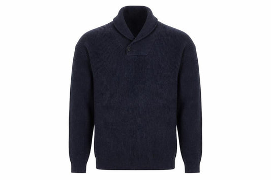 Next Mens Blue Cotton Blend Collared Pullover Jumper Size L