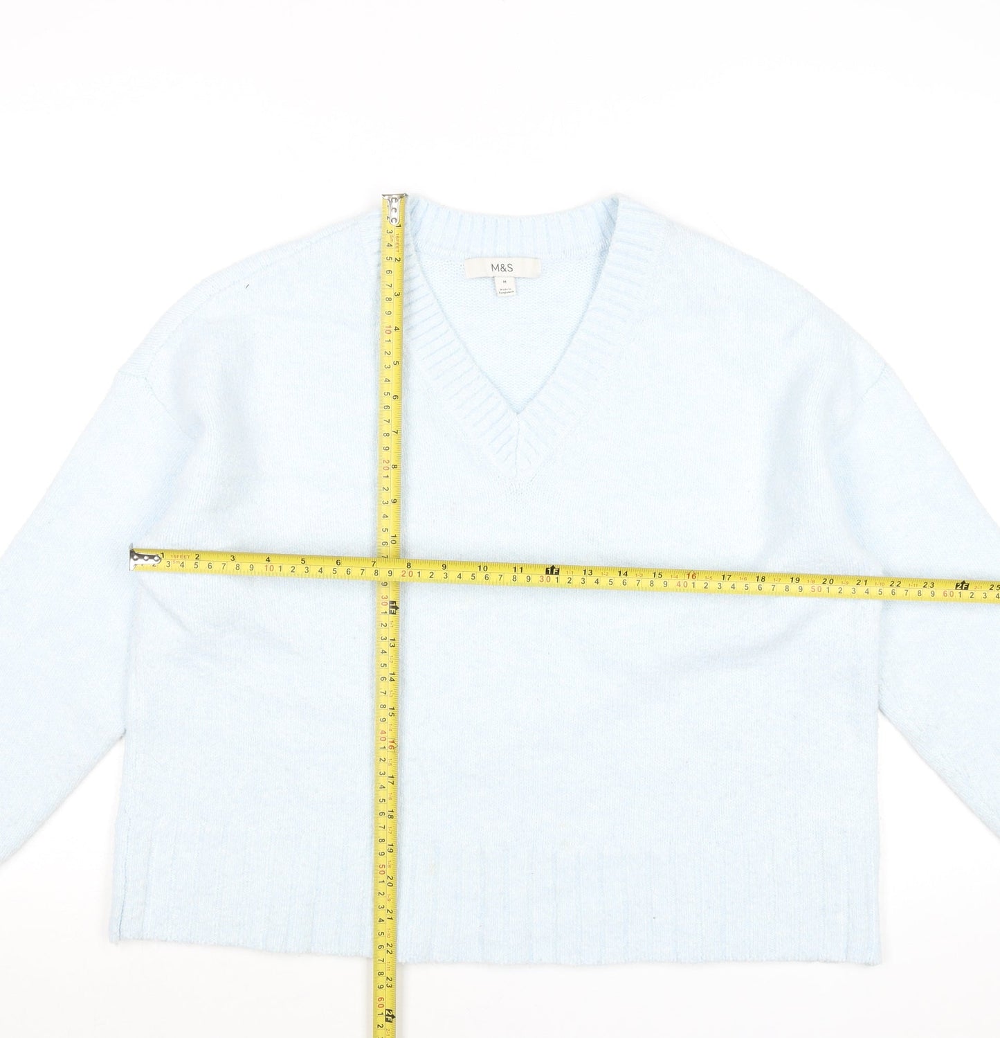 Marks and Spencer Women’s Blue V-Neck Pullover Jumper Size M