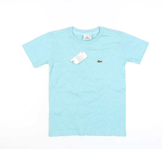Lacoste Boys Blue Crew Neck Logo T-Shirt 8 Years Short Sleeve Cotton