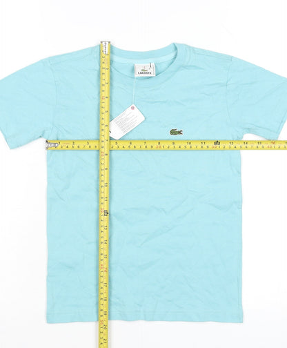 Lacoste Boys Blue Crew Neck Logo T-Shirt 8 Years Short Sleeve Cotton