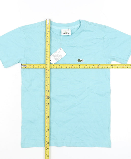 Lacoste Boys Blue Crew Neck Logo T-Shirt 8 Years Short Sleeve Cotton