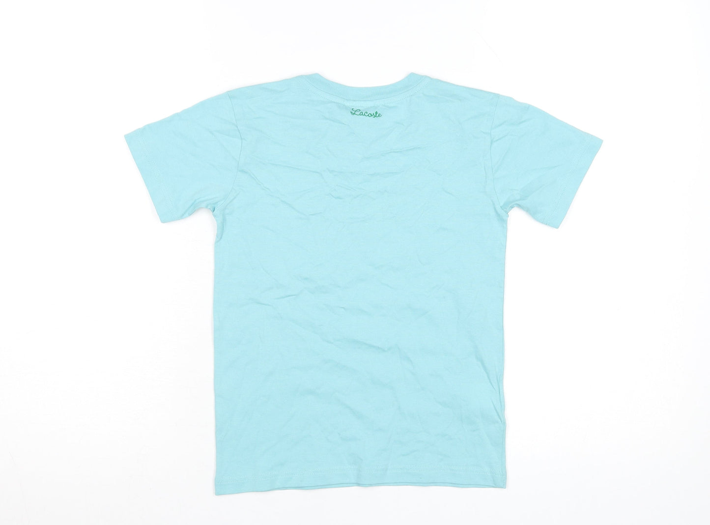 Lacoste Boys Blue Crew Neck Logo T-Shirt 8 Years Short Sleeve Cotton