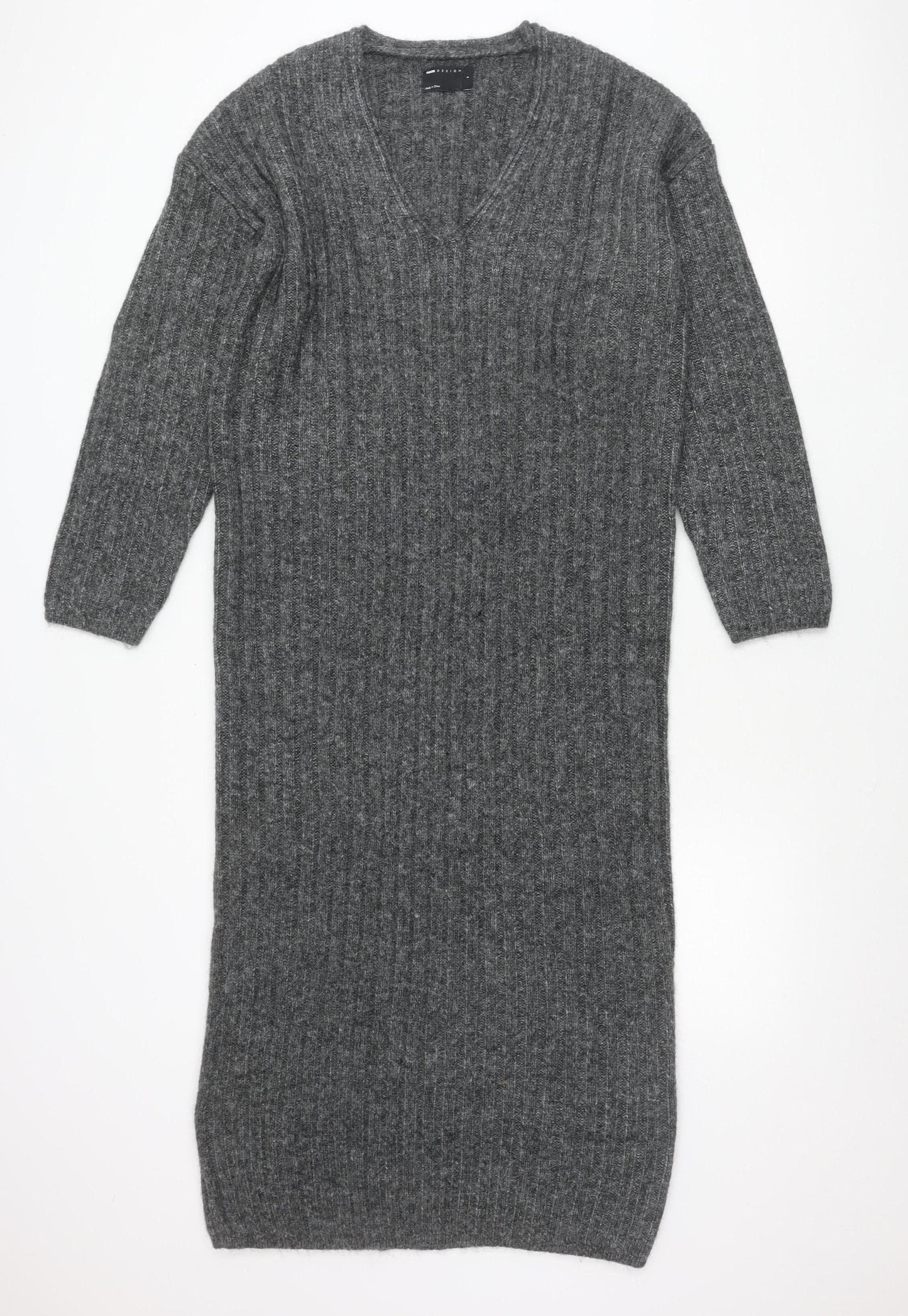ASOS Design Women’s Grey V-Neck Pullover Jumper Size S UK 8-10