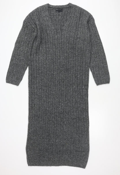 ASOS Design Women’s Grey V-Neck Pullover Jumper Size S UK 8-10