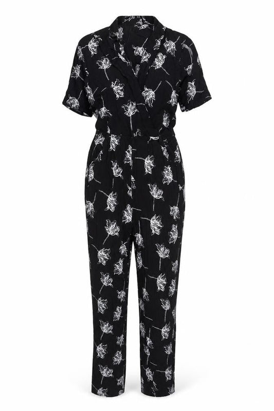 Warehouse Women’s Black Floral Viscose Jumpsuit Size 10