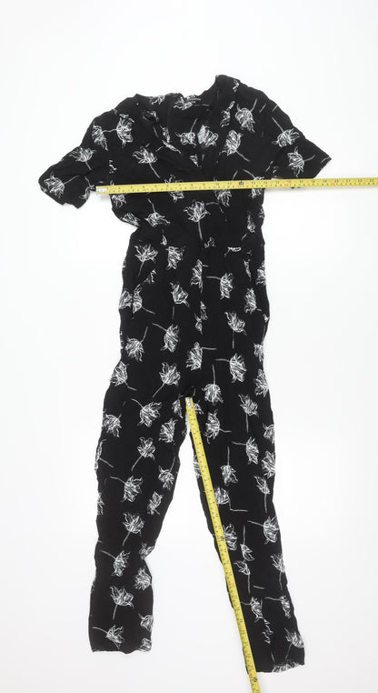 Warehouse Women’s Black Floral Viscose Jumpsuit Size 10