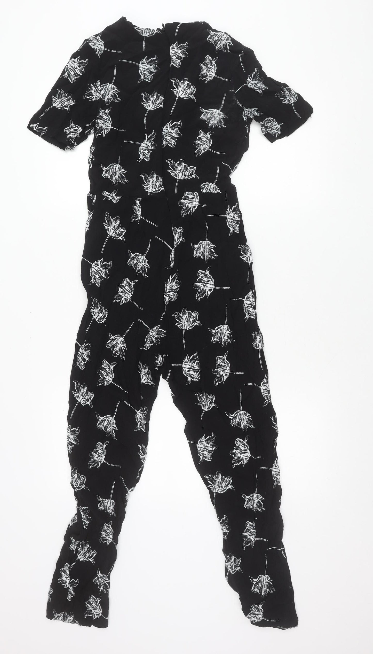 Warehouse Women’s Black Floral Viscose Jumpsuit Size 10