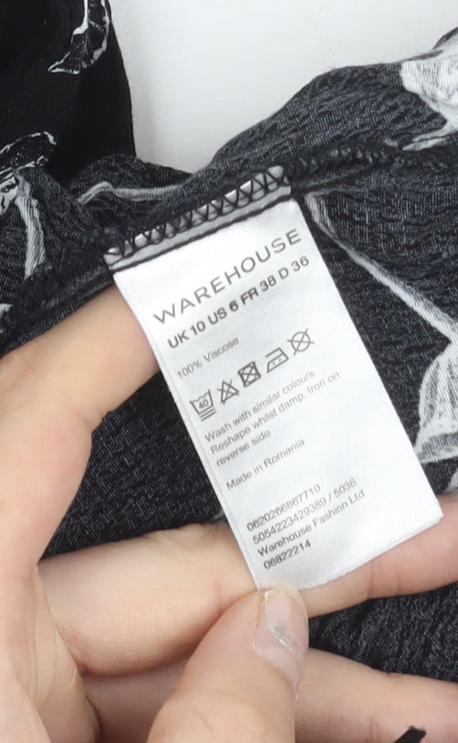 Warehouse Women’s Black Floral Viscose Jumpsuit Size 10