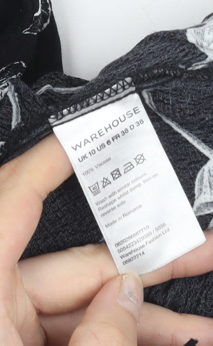 Warehouse Women’s Black Floral Viscose Jumpsuit Size 10