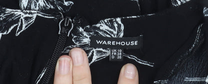Warehouse Women’s Black Floral Viscose Jumpsuit Size 10