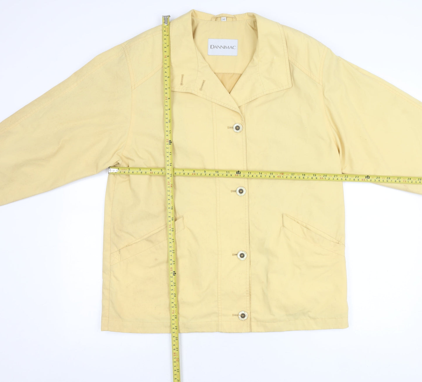 Dannimac Womens Beige Rain Jacket Coat M Mid Length Button Up