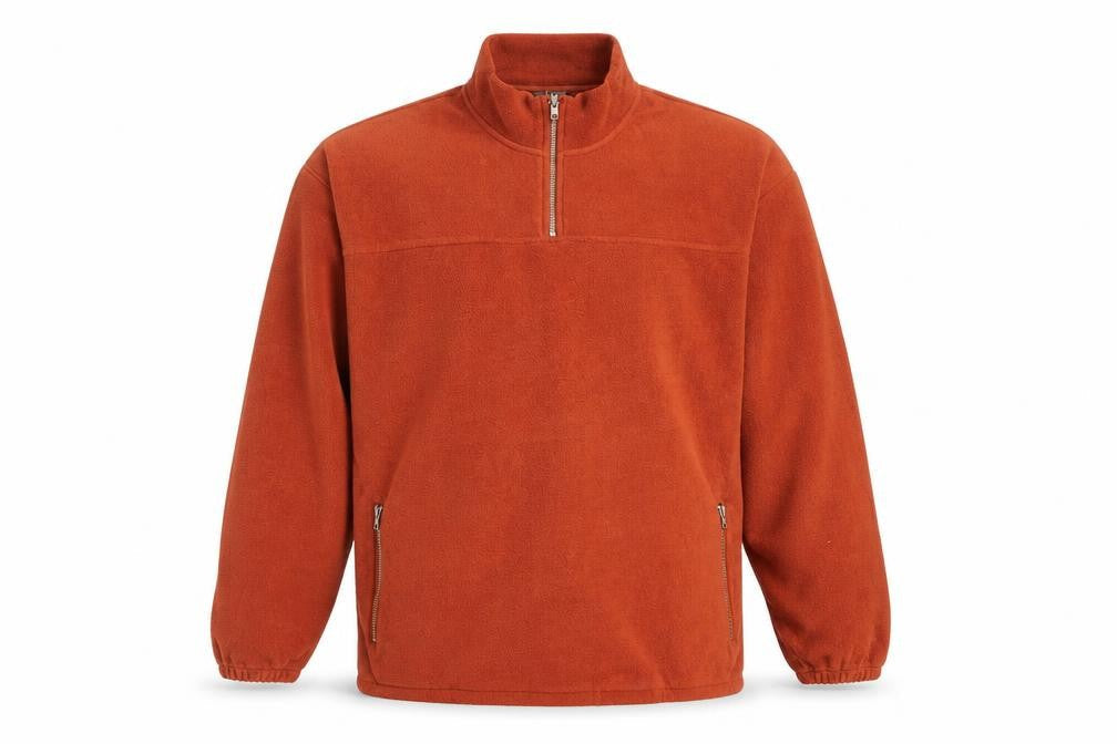 Front view of ASOS Men's Brown Fleece 1/4 Zip Sweatshirt Pullover M Regular Fit