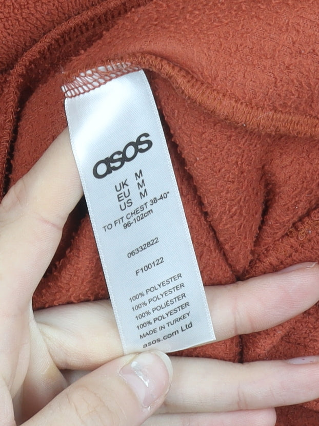 ASOS Men's Brown Fleece 1/4 Zip Sweatshirt Pullover M Regular Fit