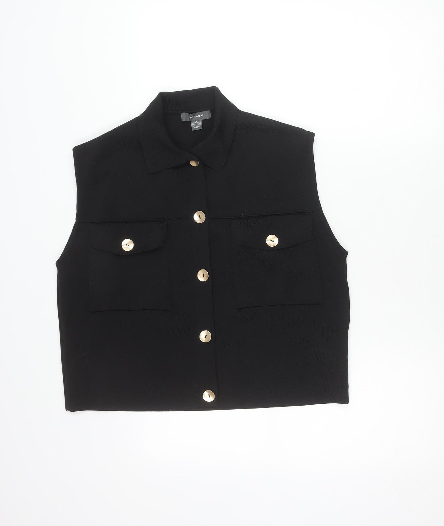 Primark Women’s Black Short Sleeve Collared Button-Up Shirt Size S