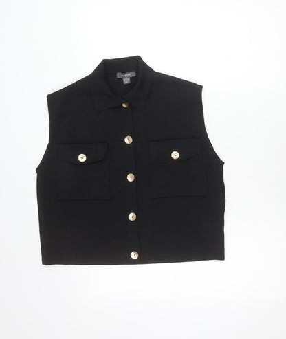 Primark Women’s Black Short Sleeve Collared Button-Up Shirt Size S