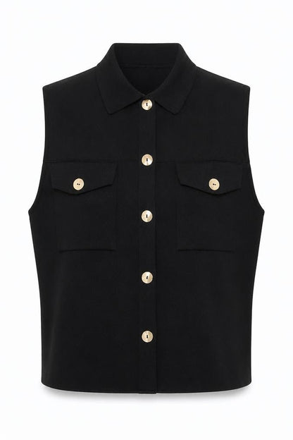 Primark Women’s Black Short Sleeve Collared Button-Up Shirt Size S
