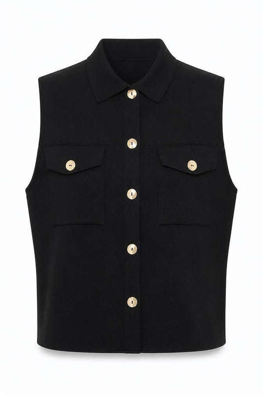 Primark Women’s Black Short Sleeve Collared Button-Up Shirt Size S