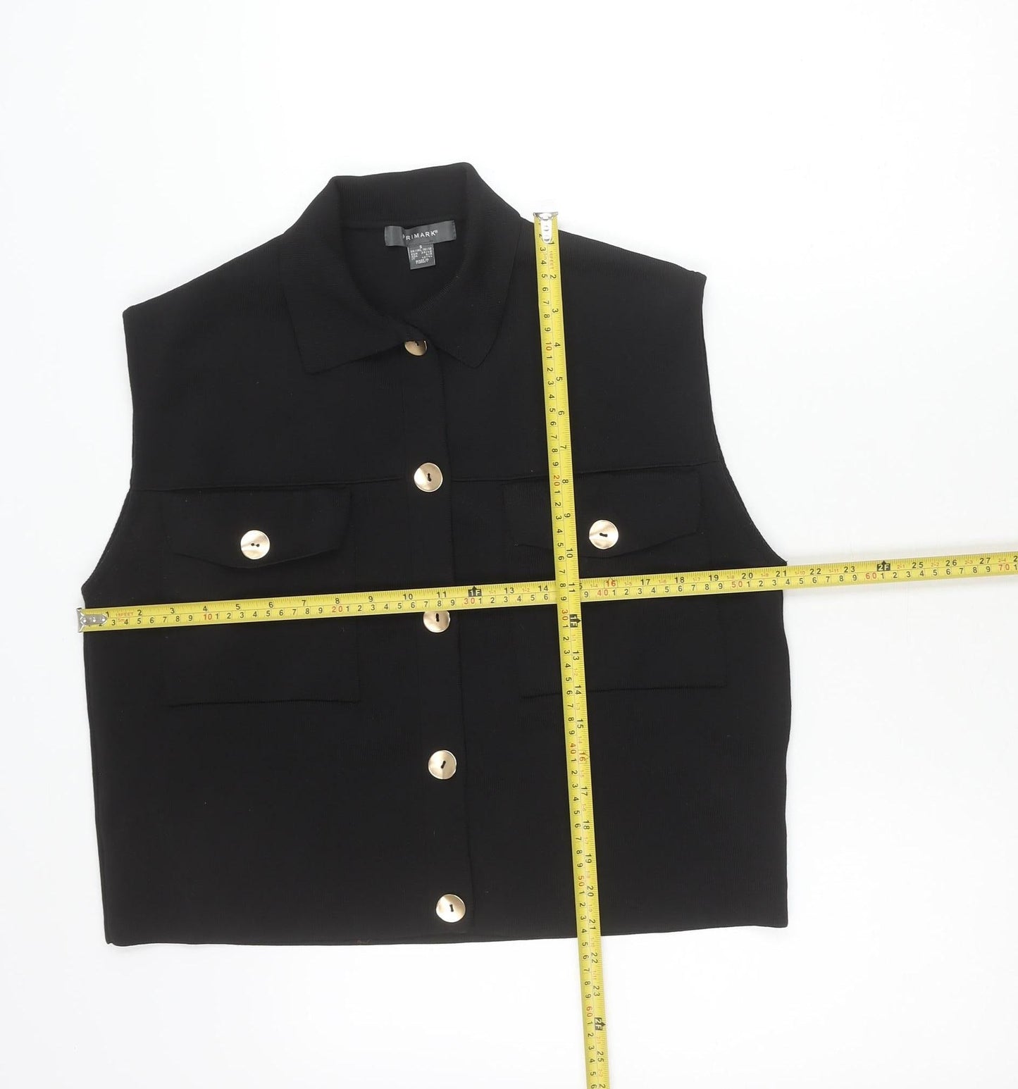 Primark Women’s Black Short Sleeve Collared Button-Up Shirt Size S